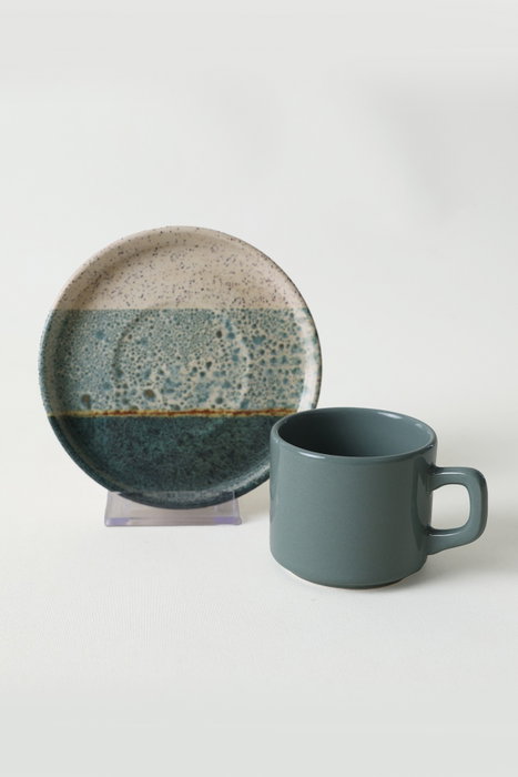 Hermia Juego de tazas de té y platillos de gres cerámico, 12 piezas Hermia Juego de tazas de té y platillos de gres cerámico, 12 piezas